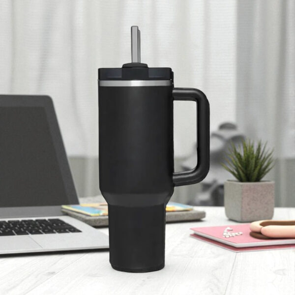 Tumbler 40 onz tipo Stanley - Vaso de acero inoxidable aislado al vacío con tapa y sorbete