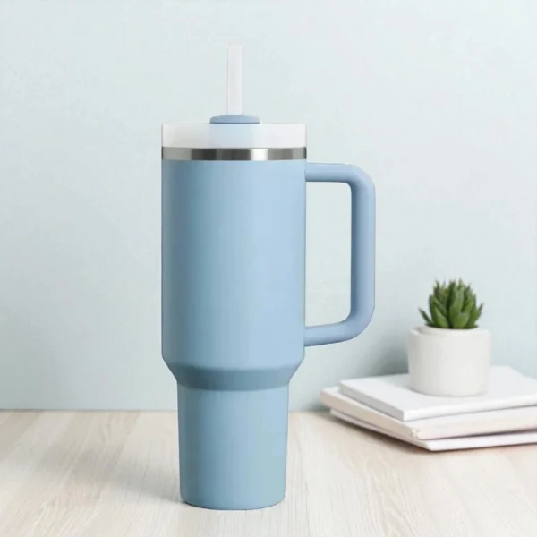 Tumbler 40 onz tipo Stanley - Vaso de acero inoxidable aislado al vacío con tapa y sorbete - Imagen 2