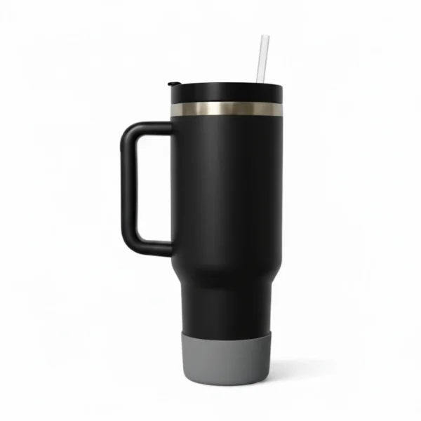 Tumbler 40 onz tipo Stanley – Vaso de acero inoxidable aislado al vacío con tapa y sorbete con base de silicón - Imagen 11