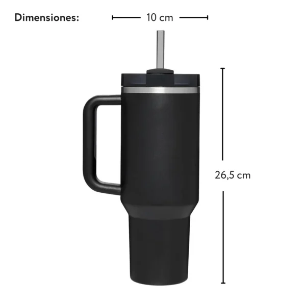 Tumbler 40 onz tipo Stanley - Vaso de acero inoxidable aislado al vacío con tapa y sorbete - Imagen 8