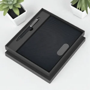 CUADERNO + BOLÍGRAFO EN UNA CAJA DE PAPEL NEGRO