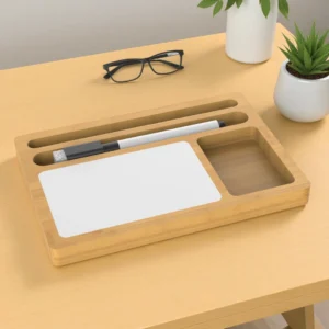 Organizador de Escritorio de Bambú con Pizarra Integrada