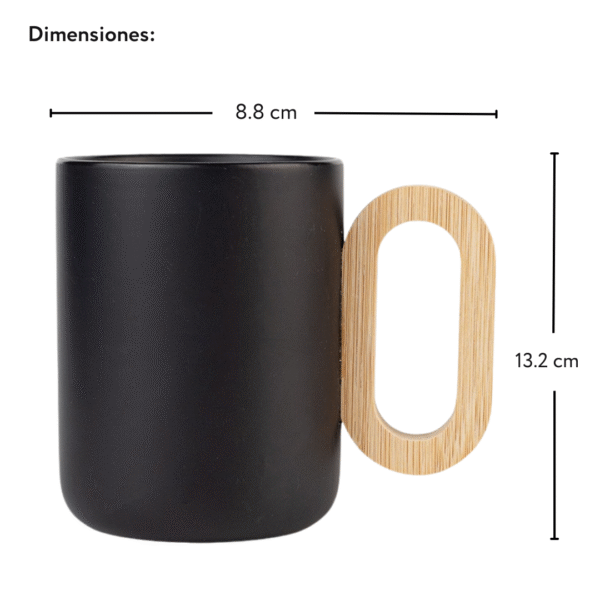 TAZA DE CERÁMICA Y ASA DE BAMBÚ NEGRA - Imagen 3