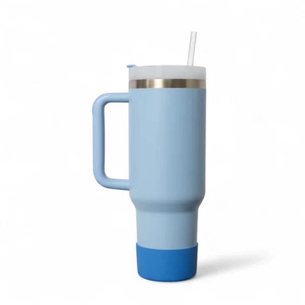 Tumbler 40 onz tipo Stanley – Vaso de acero inoxidable aislado al vacío con tapa y sorbete con base de silicón - Imagen 9