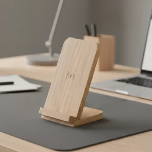 Soporte de Teléfono de Carga Inalámbrica de Bambú