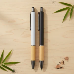 Bolígrafo de aluminio con empuñadura de bambú y touch